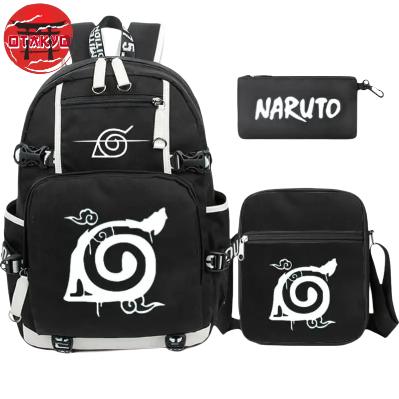 School Bag with Pencil Case and Messenger Bag Konoha Symbol - Naruto Shippuden™