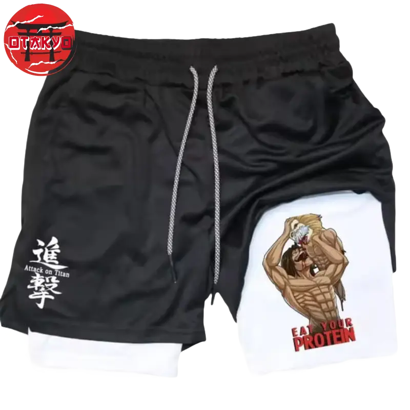 Shorts Eat Your Protein Black and White - Attack on Titan™