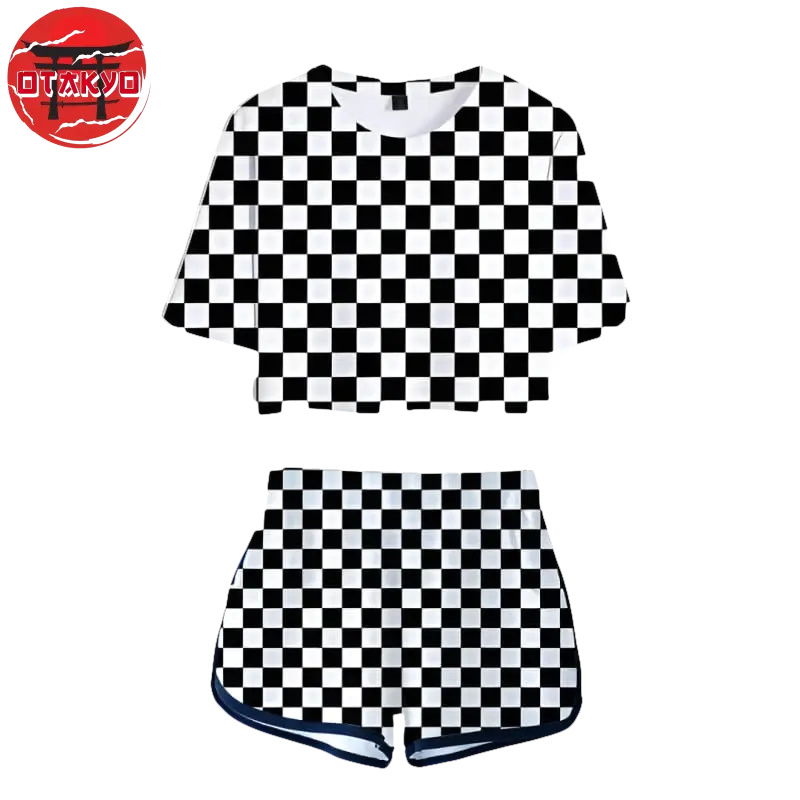 Women's Pajama Tanjiro Checkered Black and White - Demon Slayer™