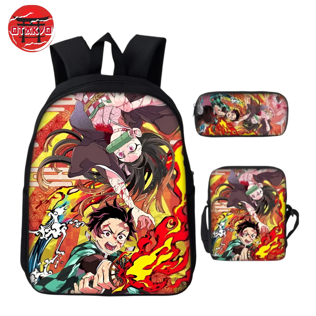 Backpack with Pencil Case and Satchel Nezuko x Tanjiro Kamado - Demon Slayer™