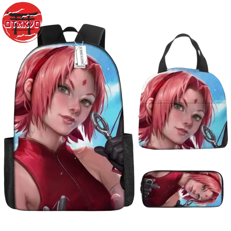 Backpack with Pencil Case and Shoulder Bag Sakura Realist Art - Naruto Shippuden™