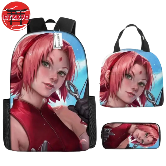 Backpack with Pencil Case and Shoulder Bag Sakura Realist Art - Naruto Shippuden™
