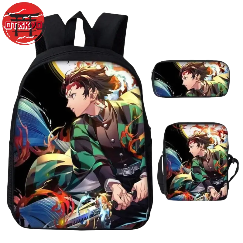 Backpack with Pencil Case and Shoulder Bag Tanjiro Fire & Water - Demon Slayer™