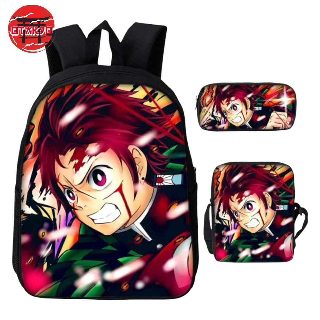 Backpack with Pencil Case and Shoulder Bag Tanjiro Kamado Fire Dance - Demon Slayer™