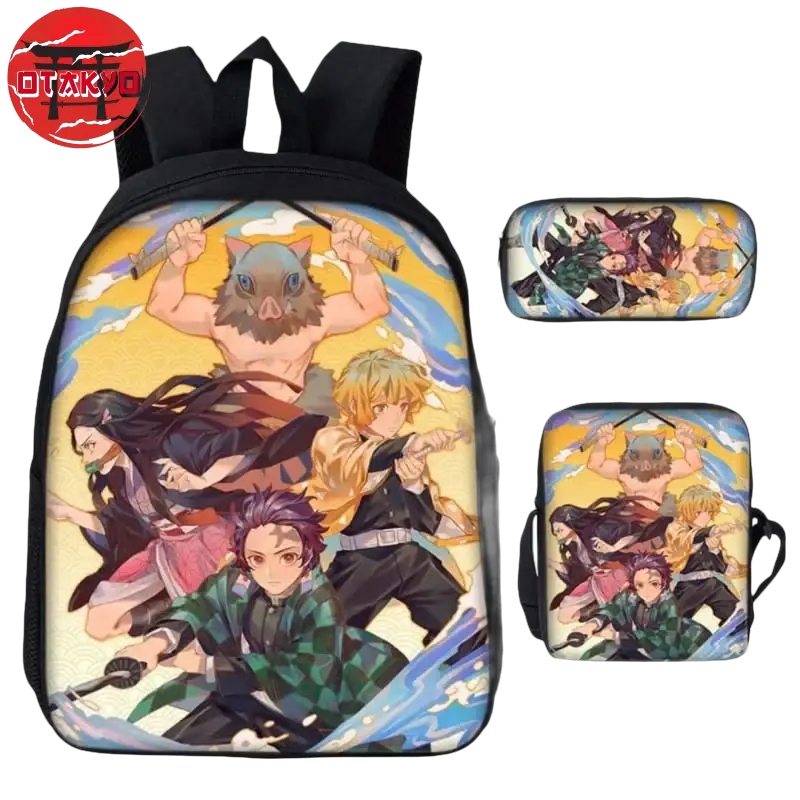 Backpack with Pencil Case and Shoulder Bag Tanjiro x Nezuko x Zenitsu x Inosuke - Demon Slayer™