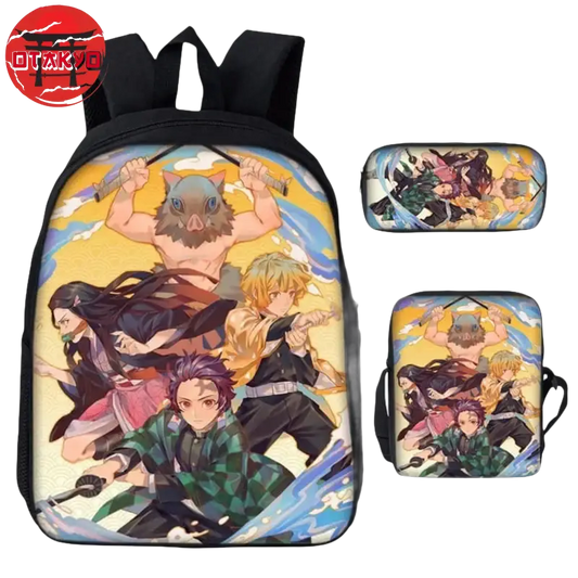 Backpack with Pencil Case and Shoulder Bag Tanjiro x Nezuko x Zenitsu x Inosuke - Demon Slayer™