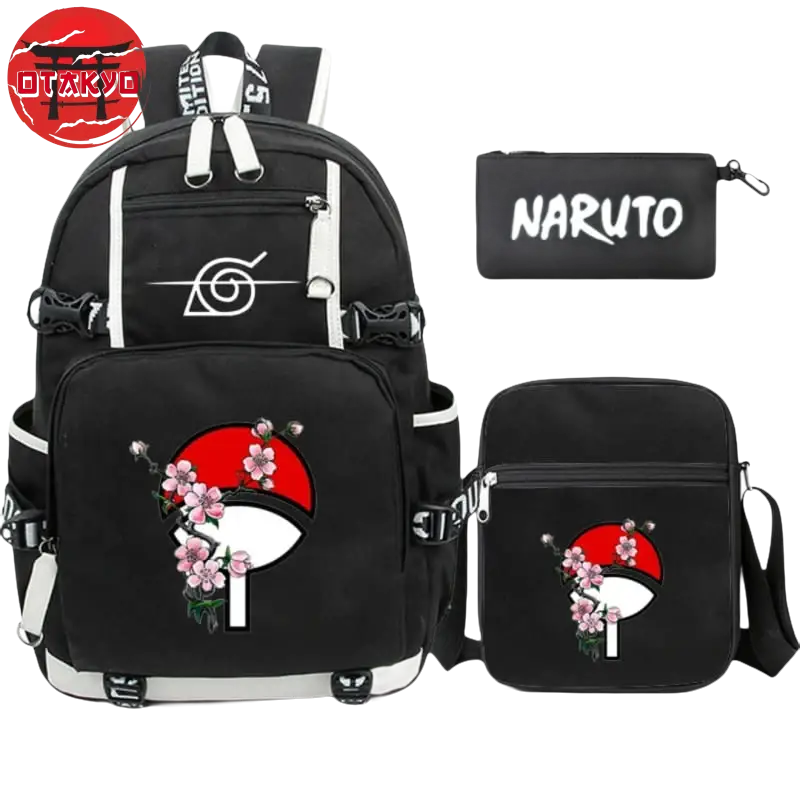Backpack with Pencil Case and Shoulder Bag Uchiwa - Naruto Shippuden™