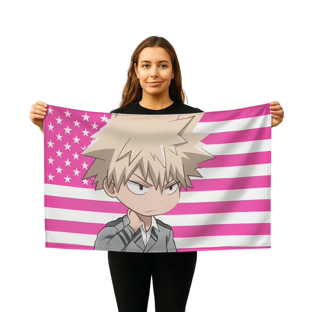 Flag Katsuki Bakugo "Chibi Student Style" - My Hero Academia™