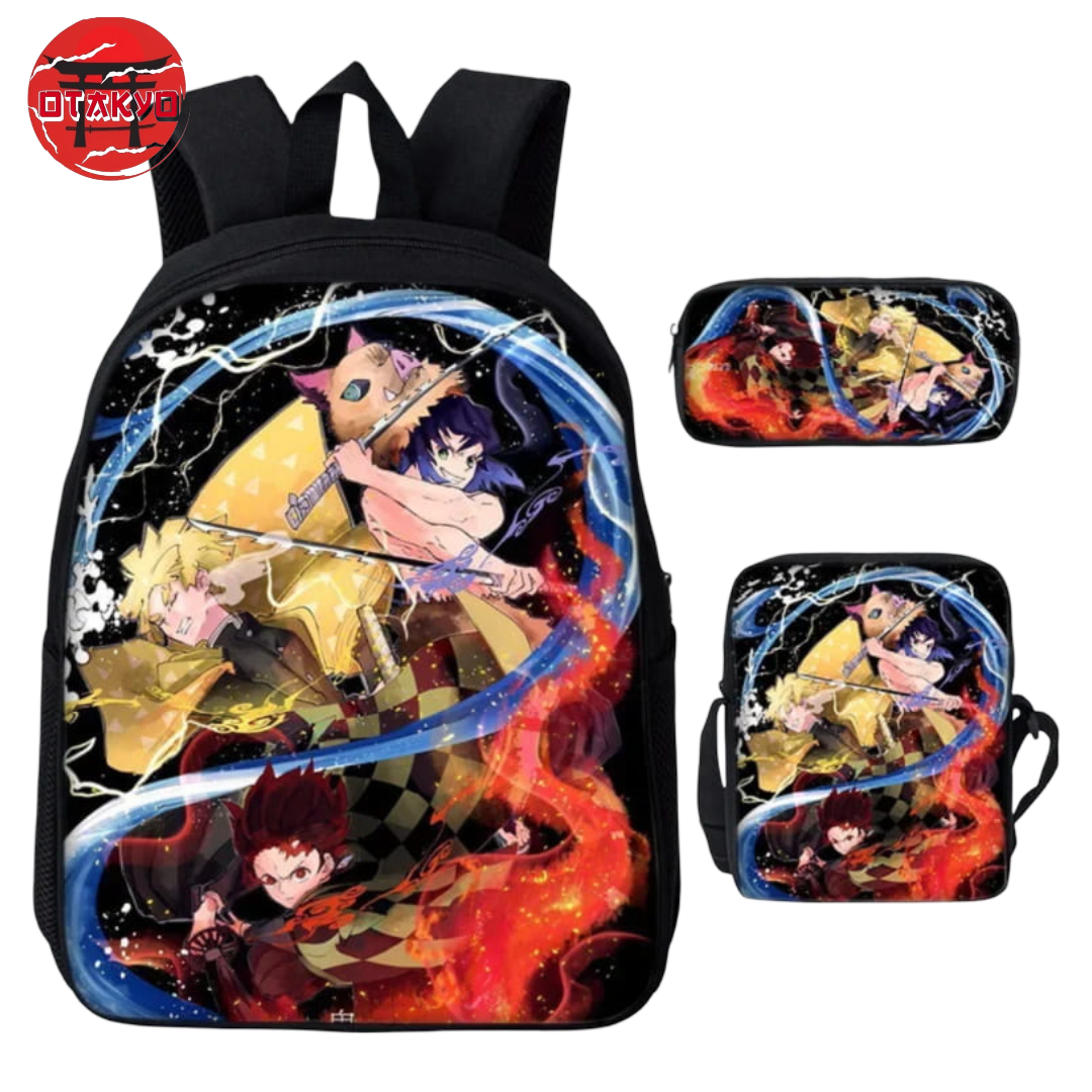 School Bag with Pencil Case and Shoulder Bag Tanjiro x Zenitsu x Inosuke - Demon Slayer™